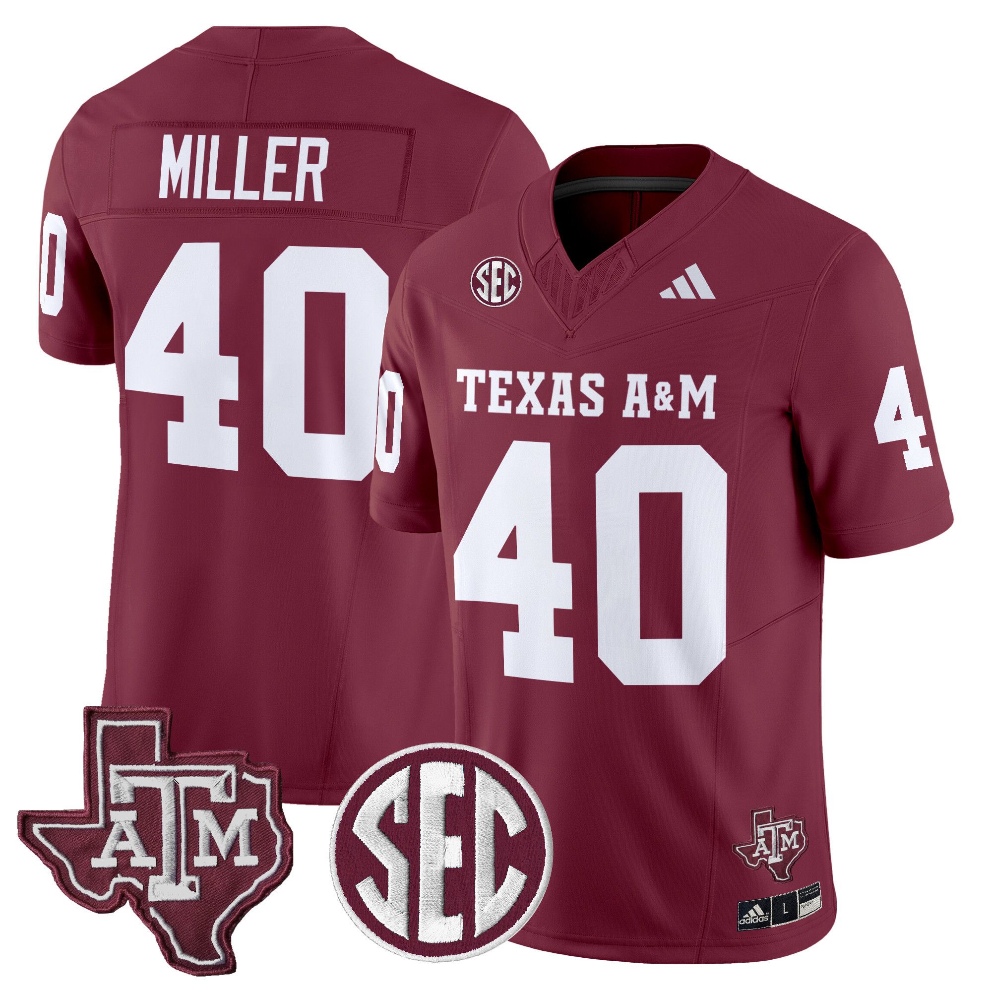 Men Texas A&M Aggies #40 Miller Red 2024 Vapor Limited NCAA Jersey style 1